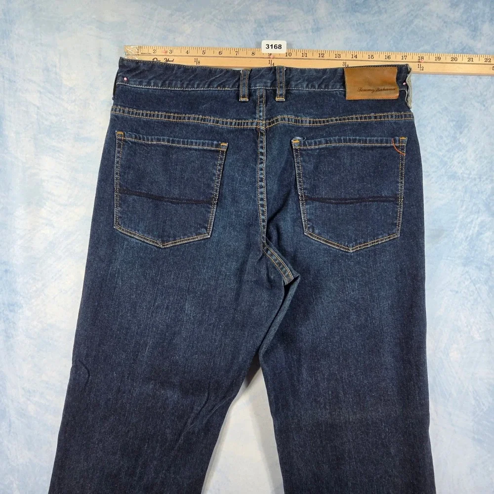 Tommy Bahama Authentic Mens 34x32 Dark Wash Straight Leg Stretch Denim Jeans